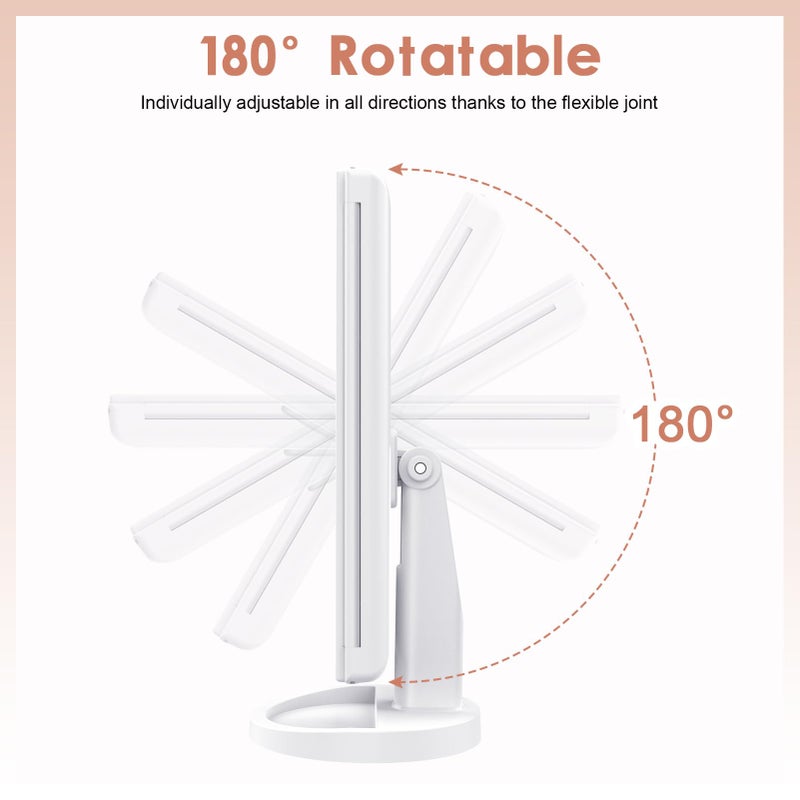 WEILY Makeup Vanity Mirror with 21 LED Lights and Touch Screen, Tri-Fold 1x 2X 3X Magnification,180Â° Adjustable Rotationand USB Powered,Countertop Cosmetic Makeup Mirror (White) - Image 5